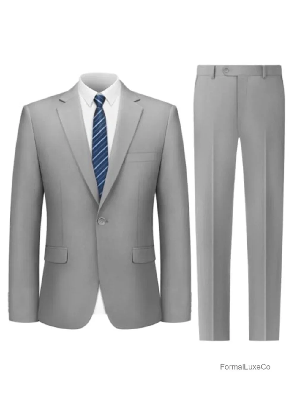 Men's 2 Piece Suit Set Slim Fit Jacket & Pants with Tie